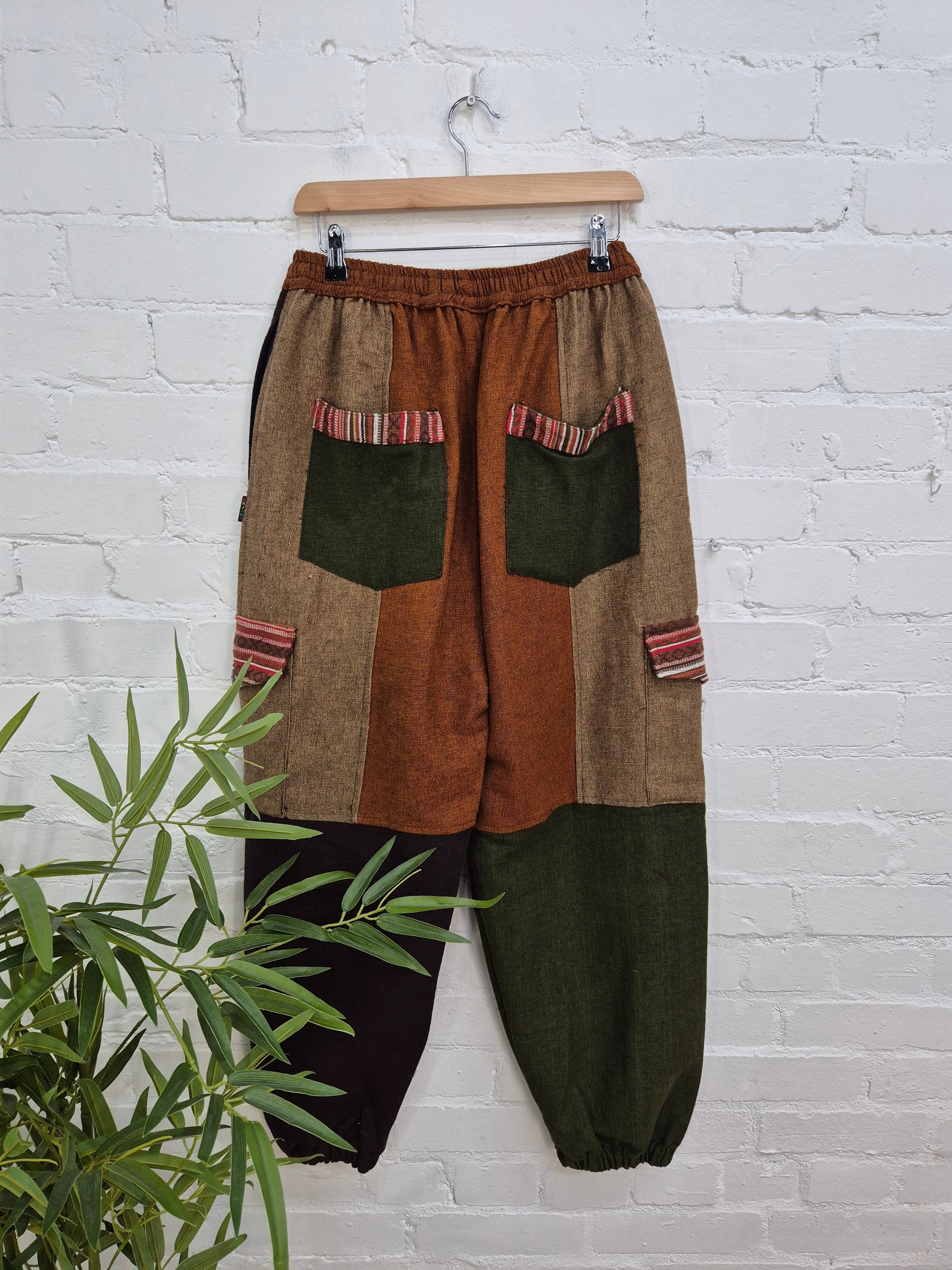 Mixed Patch Harem Trousers
