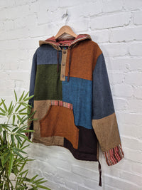 Mixed Patch Fleece Lined Hoodie