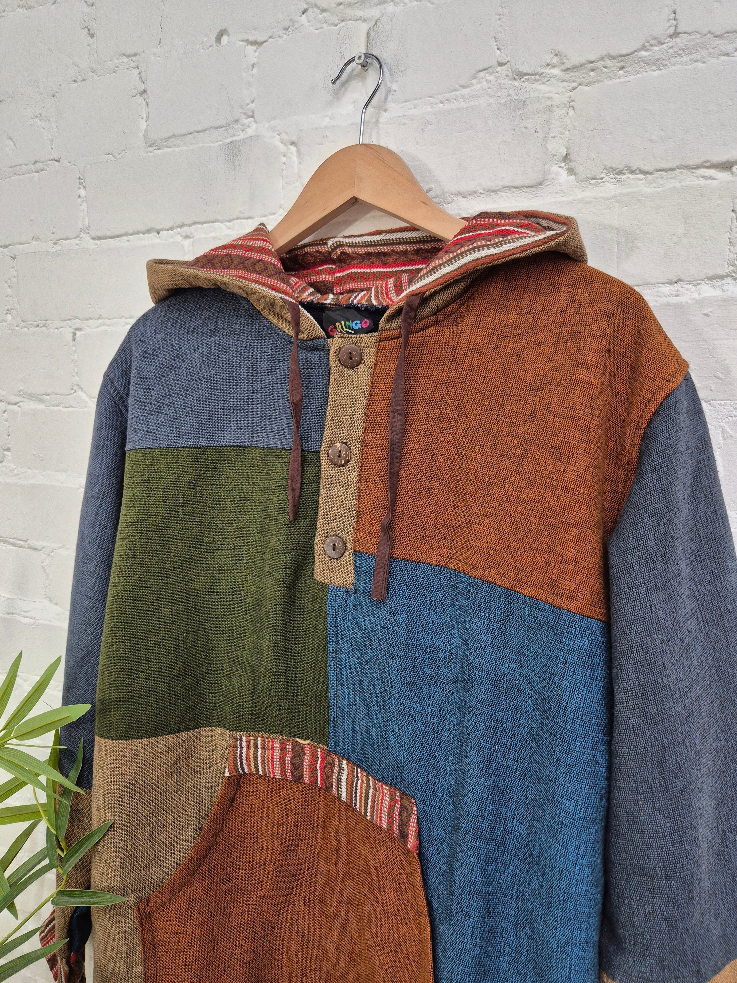Mixed Patch Fleece Lined Hoodie