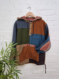 Mixed Patch Fleece Lined Hoodie