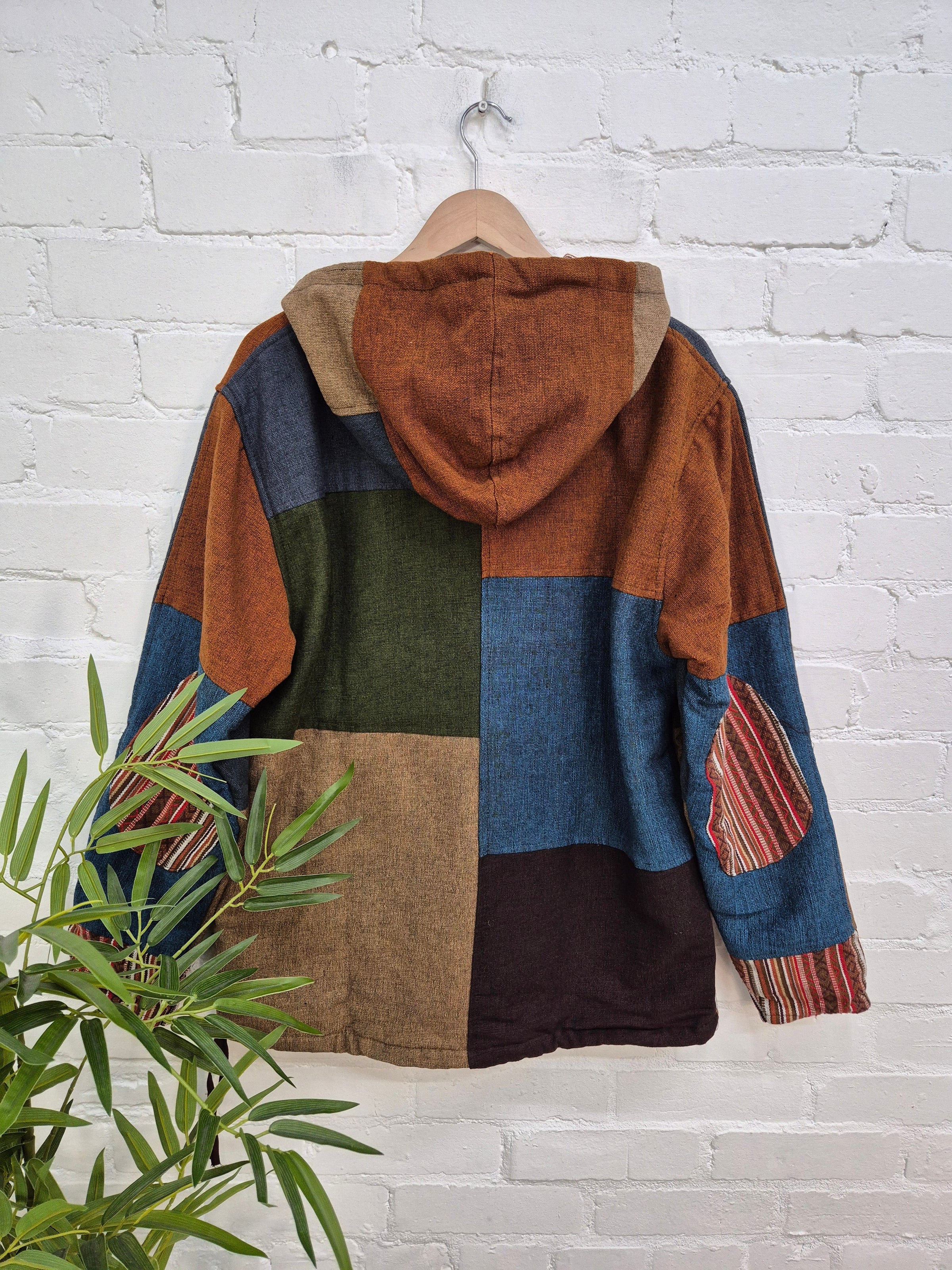 Mixed Patch Fleece Lined Hoodie