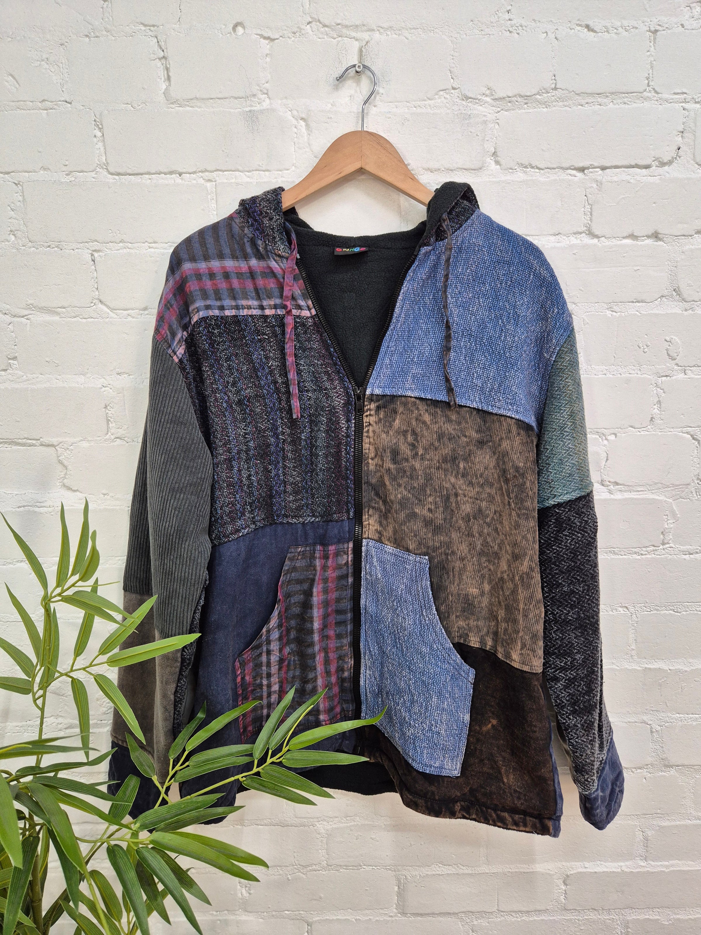 Mixed Patchwork Fleece Lined Jacket
