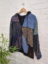 Mixed Patchwork Fleece Lined Jacket