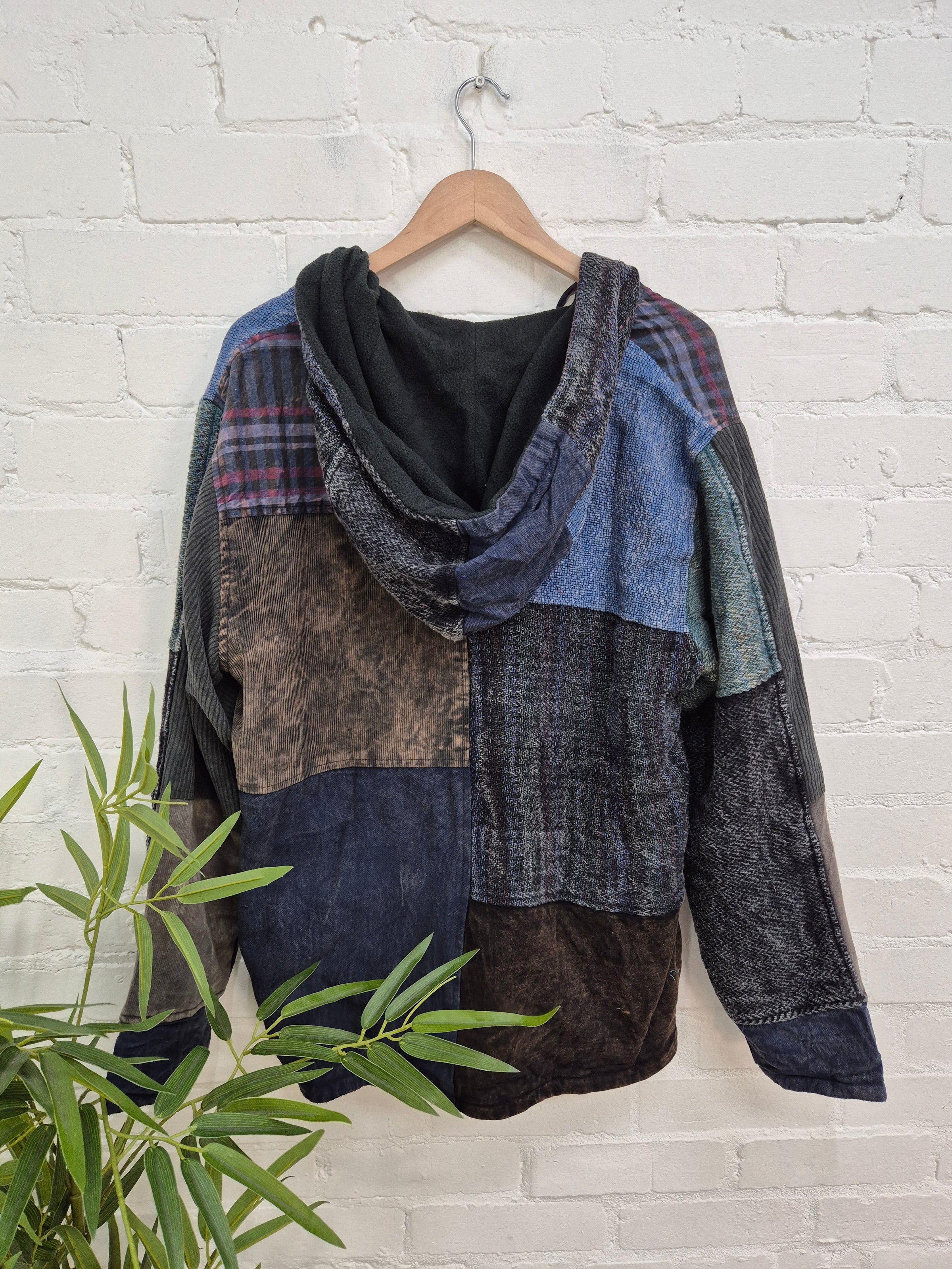 Mixed Patchwork Fleece Lined Jacket