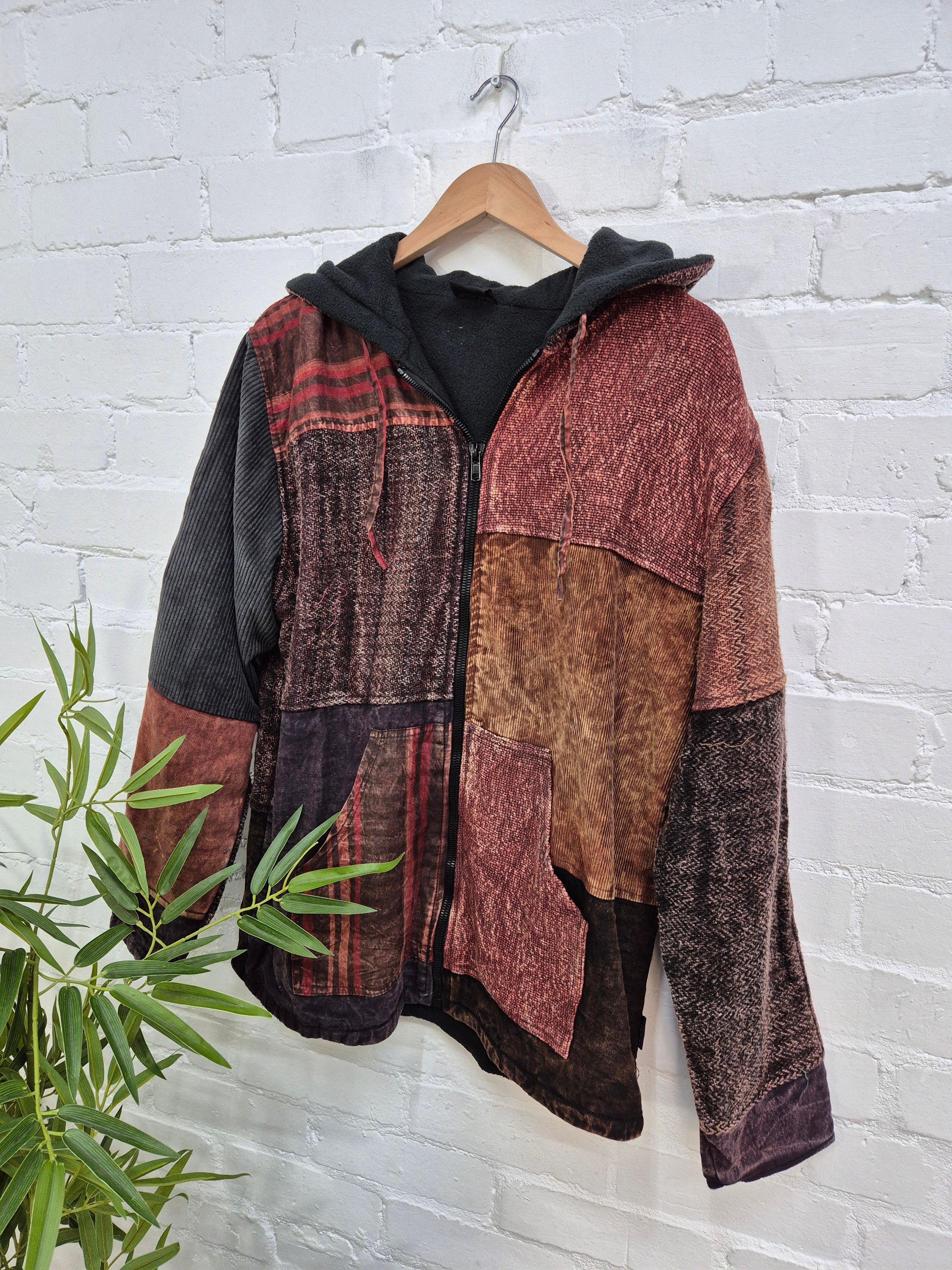 Mixed Patchwork Fleece Lined Jacket