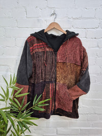Mixed Patchwork Fleece Lined Jacket