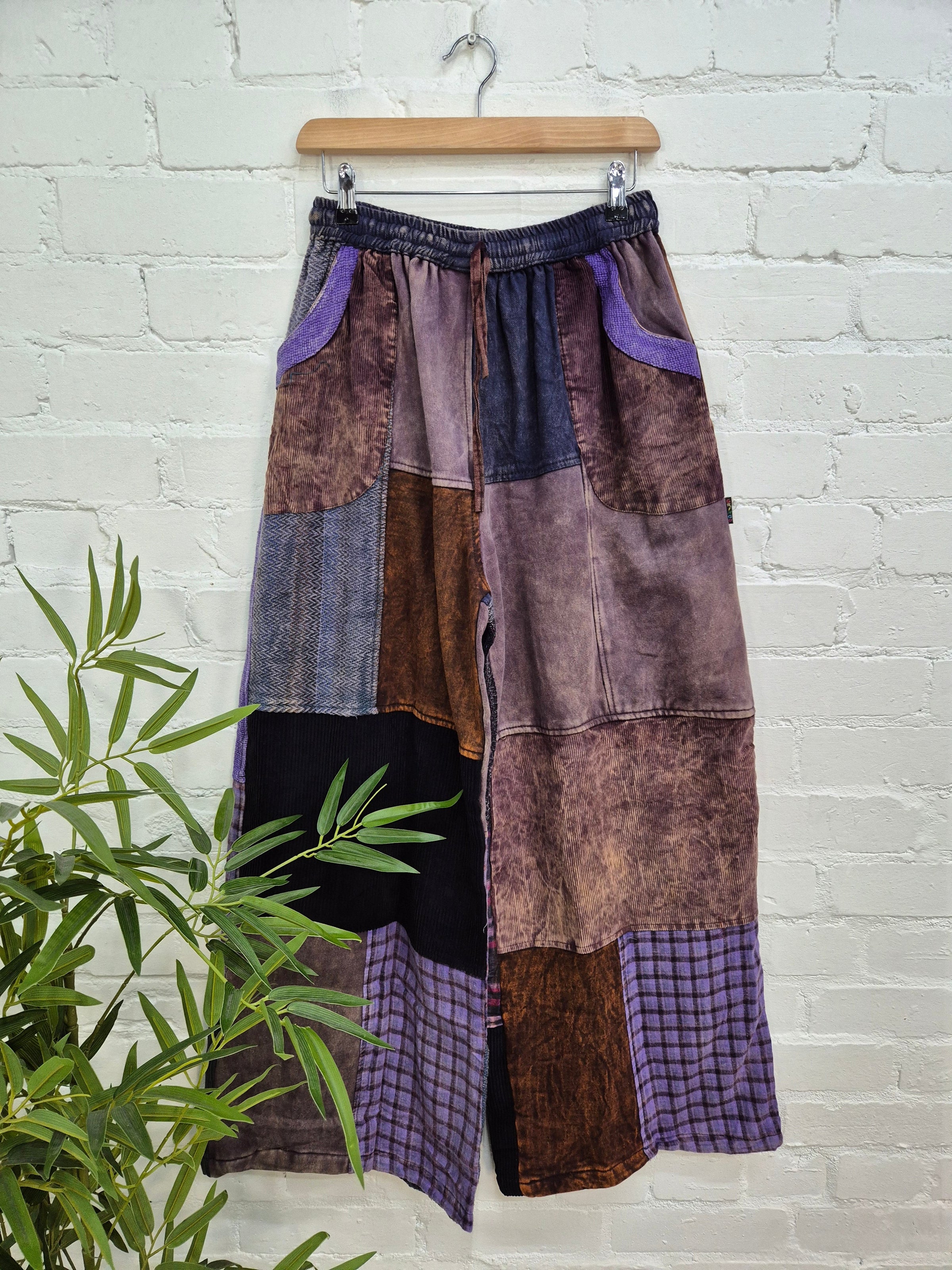 Mixed Patchwork Straight Leg Trousers