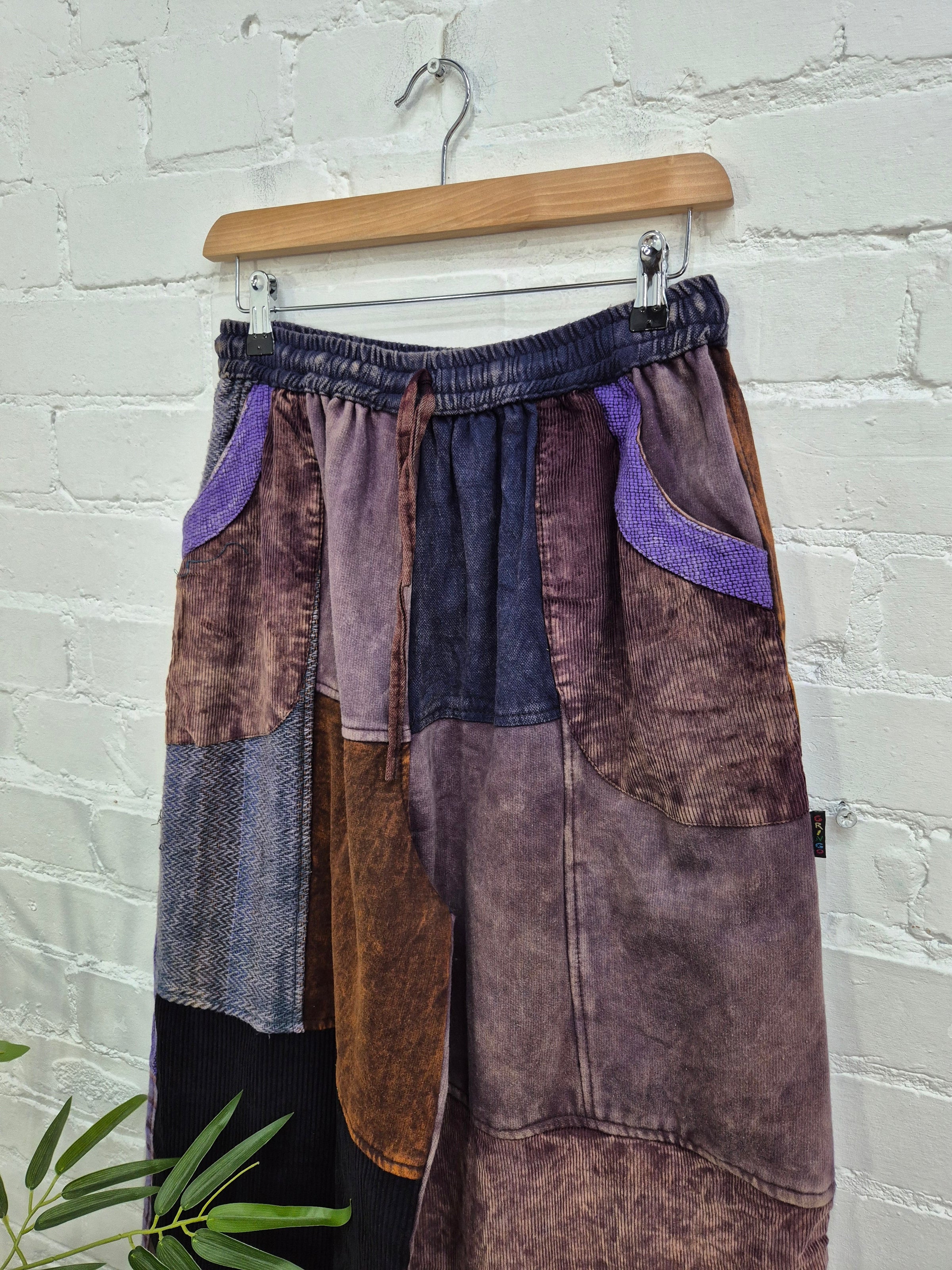 Mixed Patchwork Straight Leg Trousers