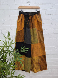 Mixed Patchwork Straight Leg Trousers
