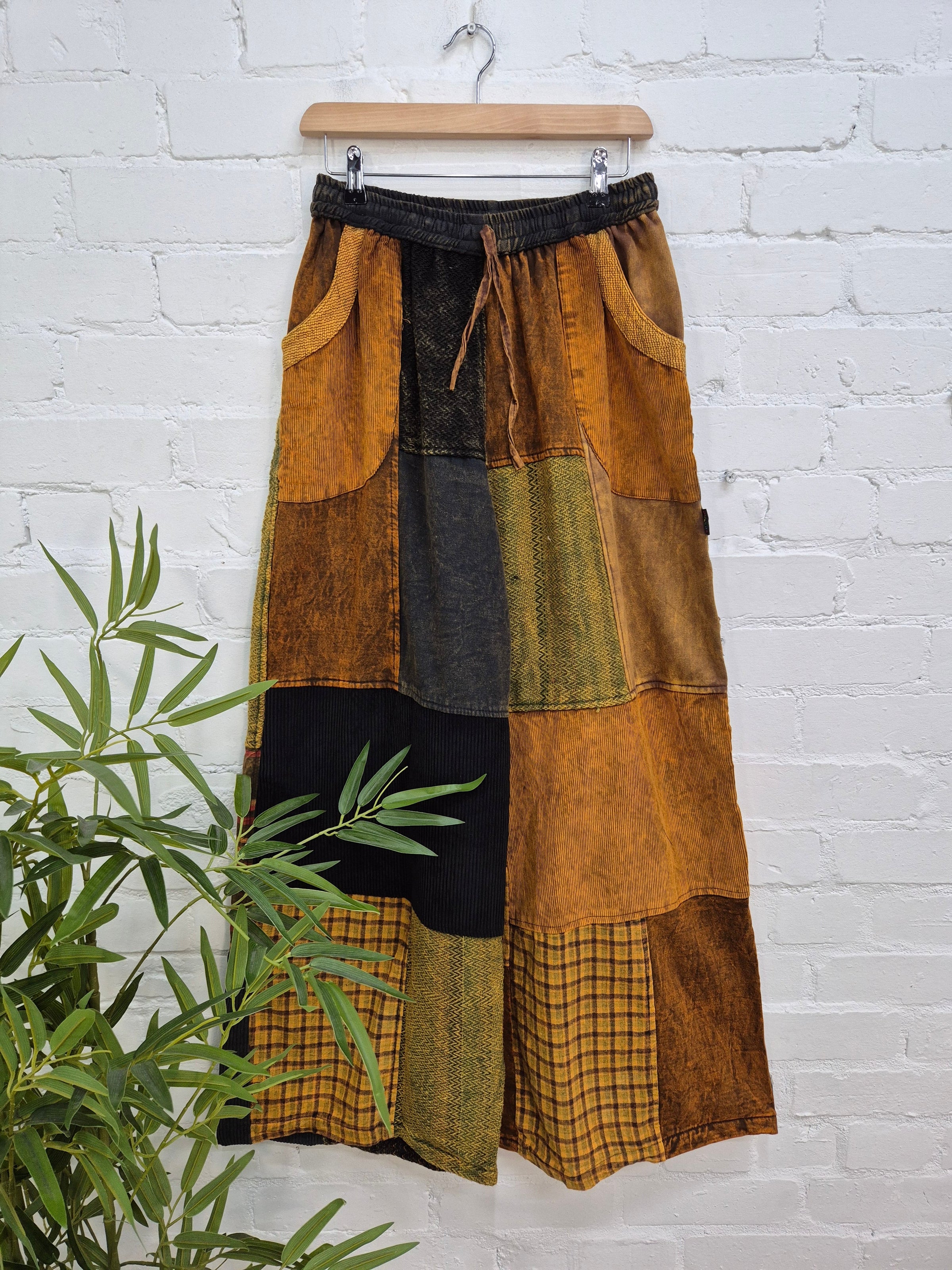 Mixed Patchwork Straight Leg Trousers