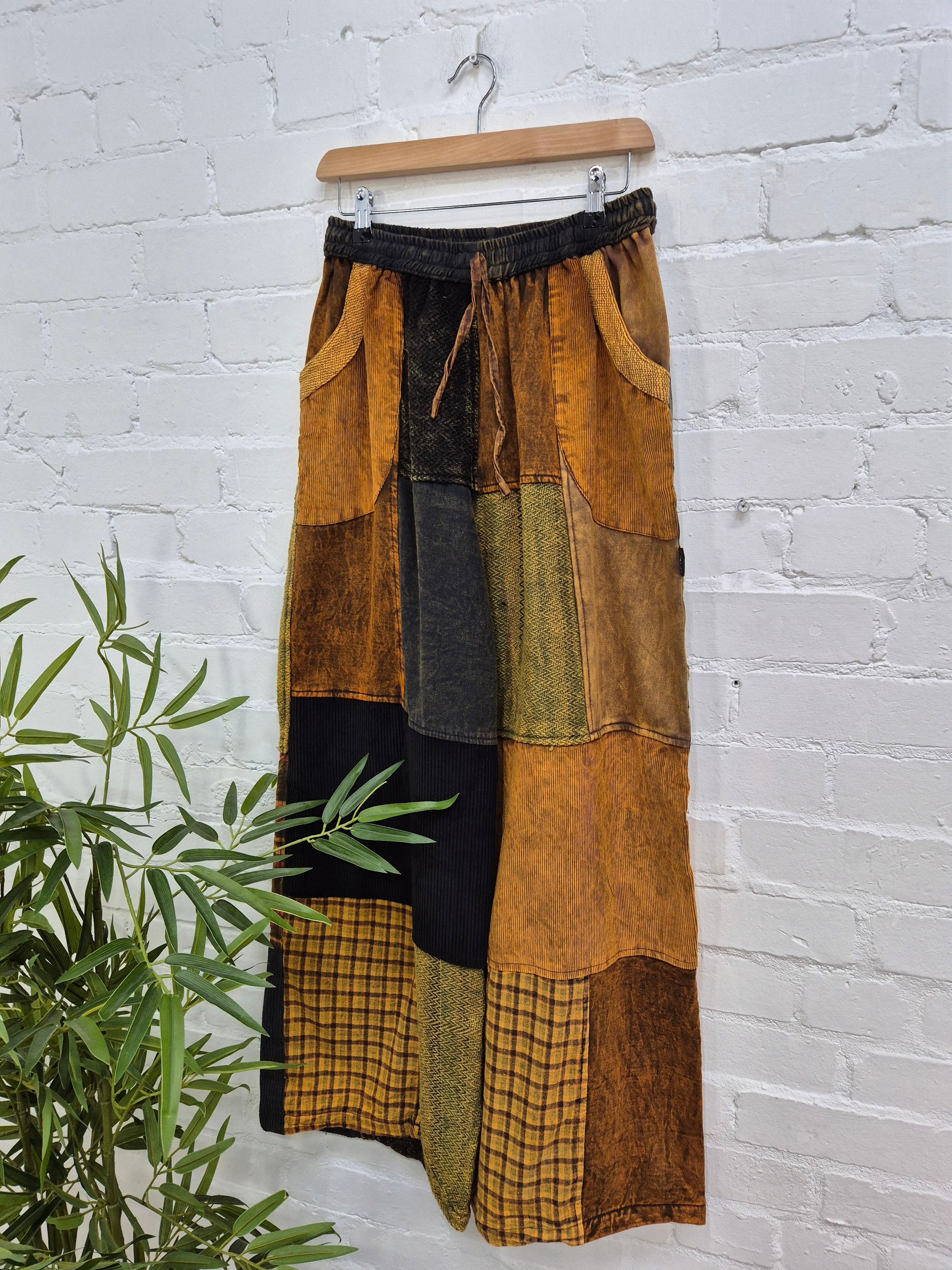 Mixed Patchwork Straight Leg Trousers