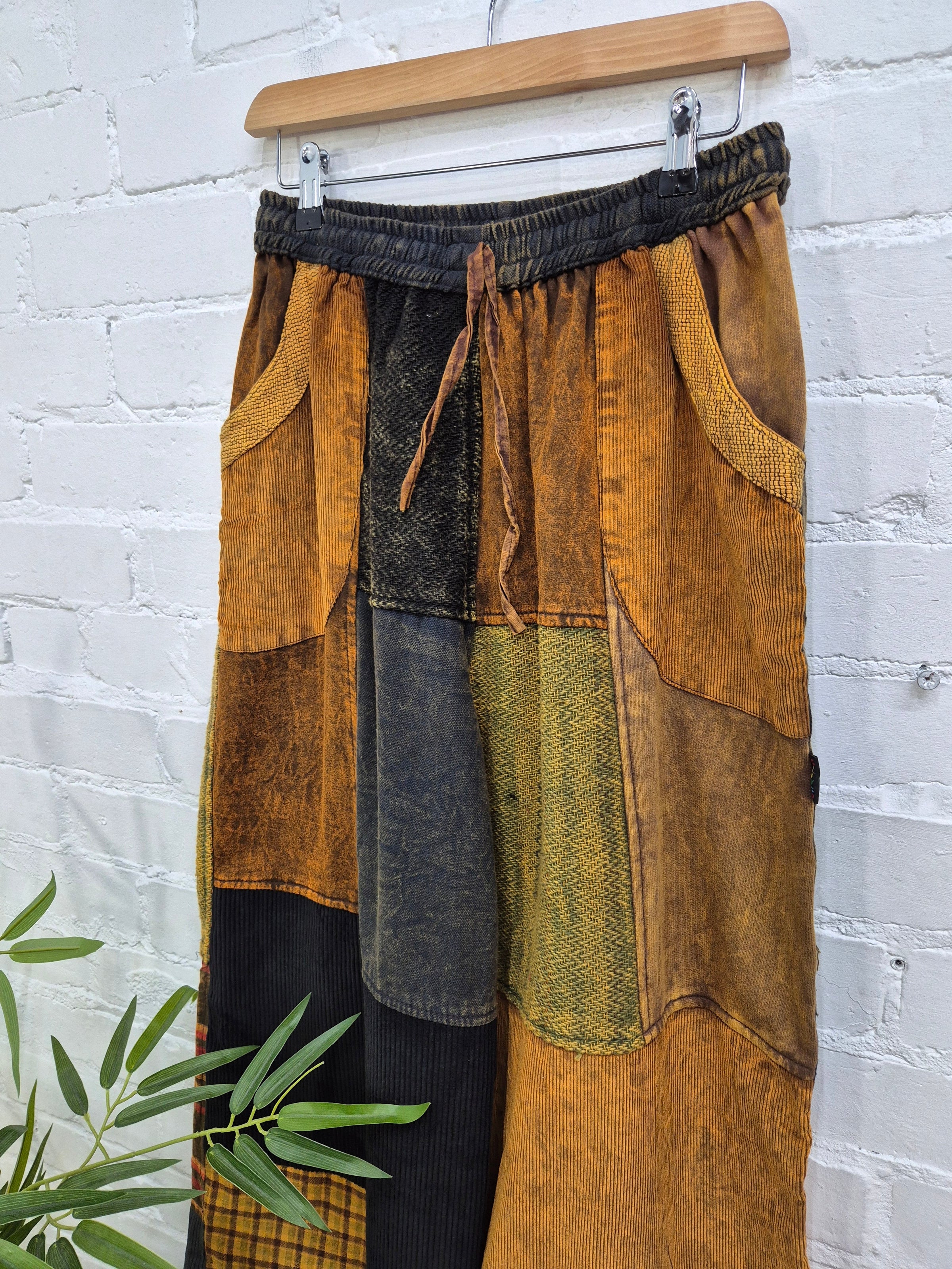 Mixed Patchwork Straight Leg Trousers