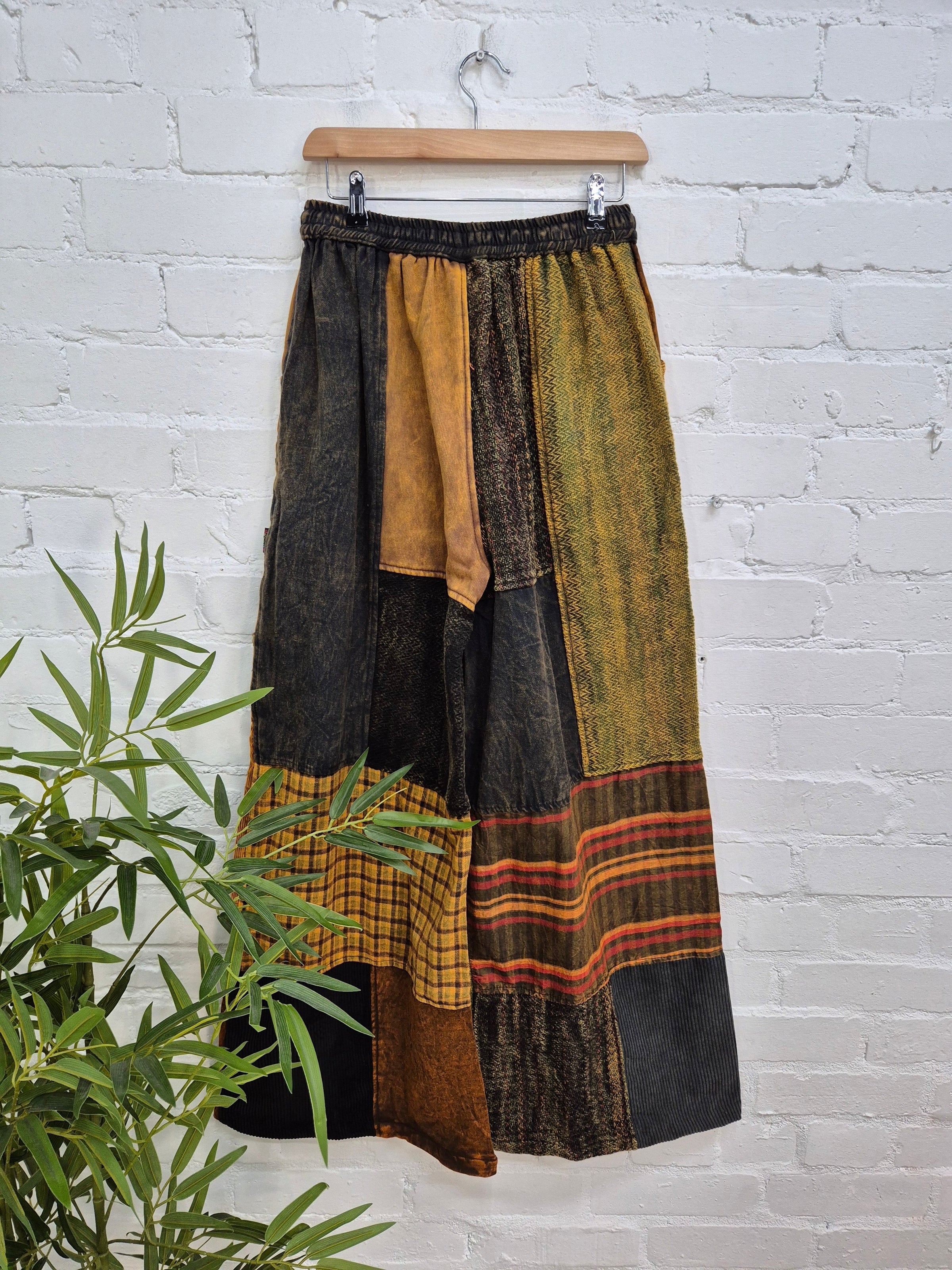 Mixed Patchwork Straight Leg Trousers