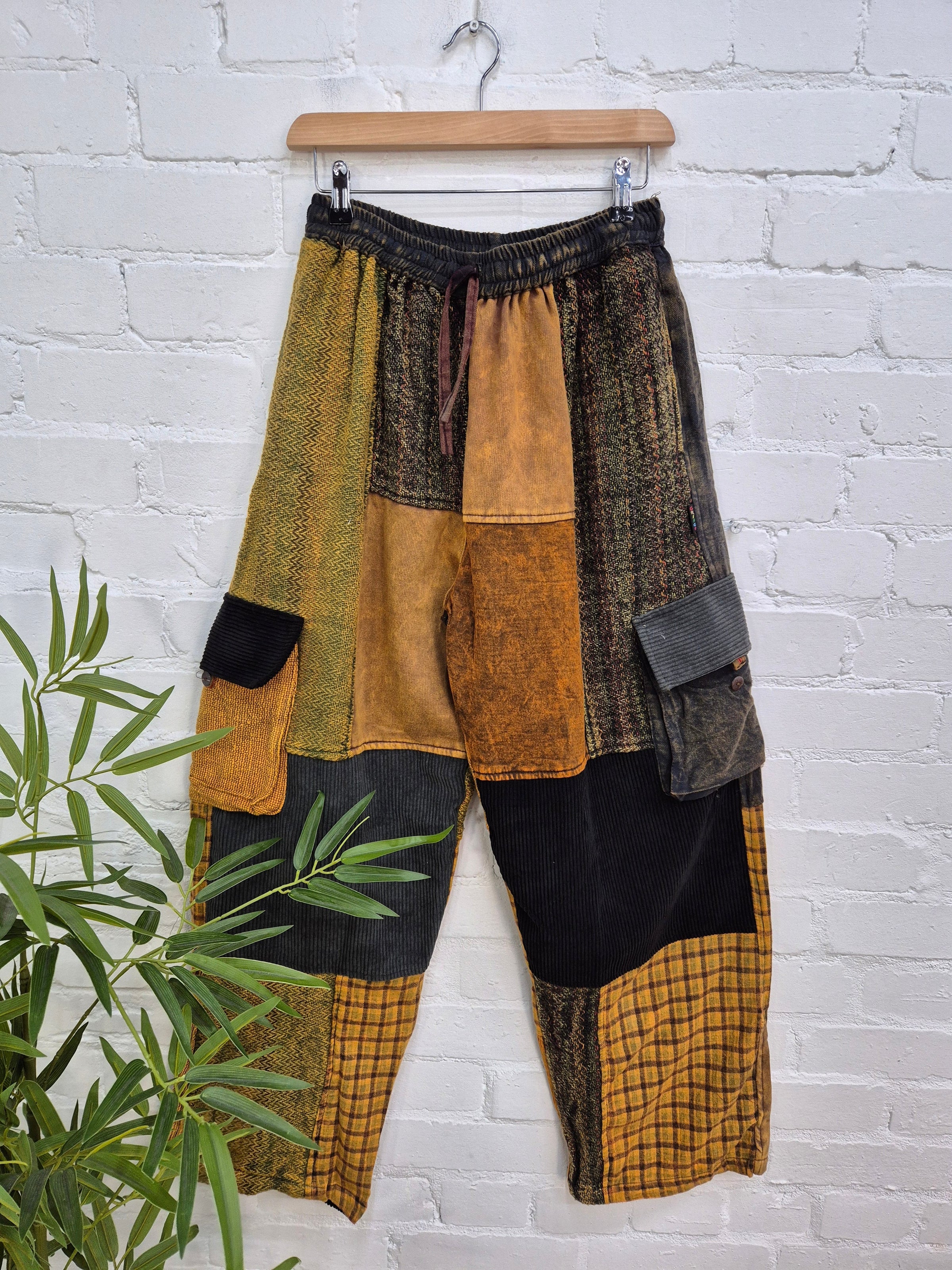 Mixed Patchwork Cargo Trousers