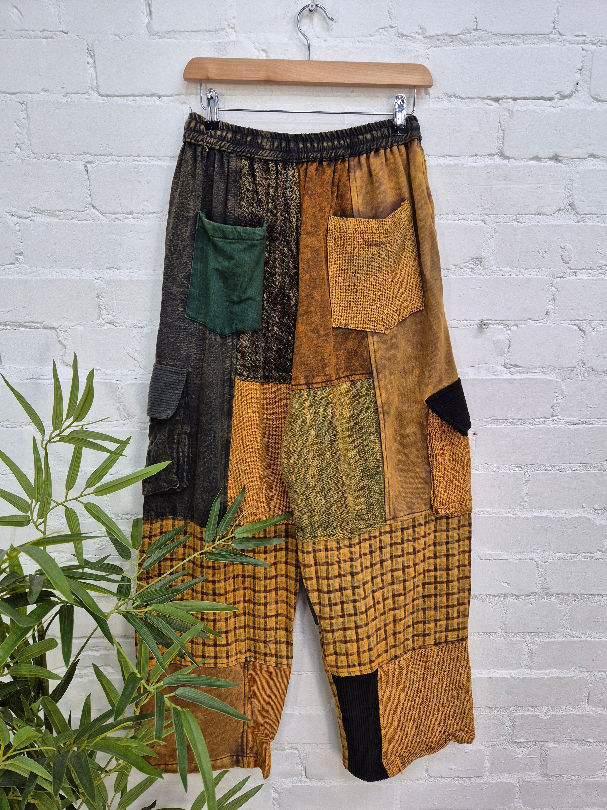 Mixed Patchwork Cargo Trousers
