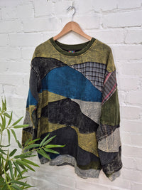Mixed Patchwork Oversized Jumper