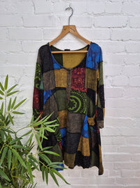 Patchwork Long Sleeve Dress