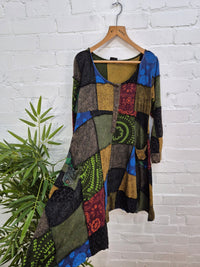 Patchwork Long Sleeve Dress