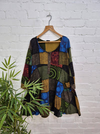 Patchwork Long Sleeve Dress