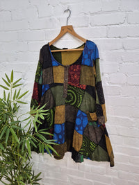 Patchwork Long Sleeve Dress