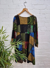 Patchwork Long Sleeve Dress