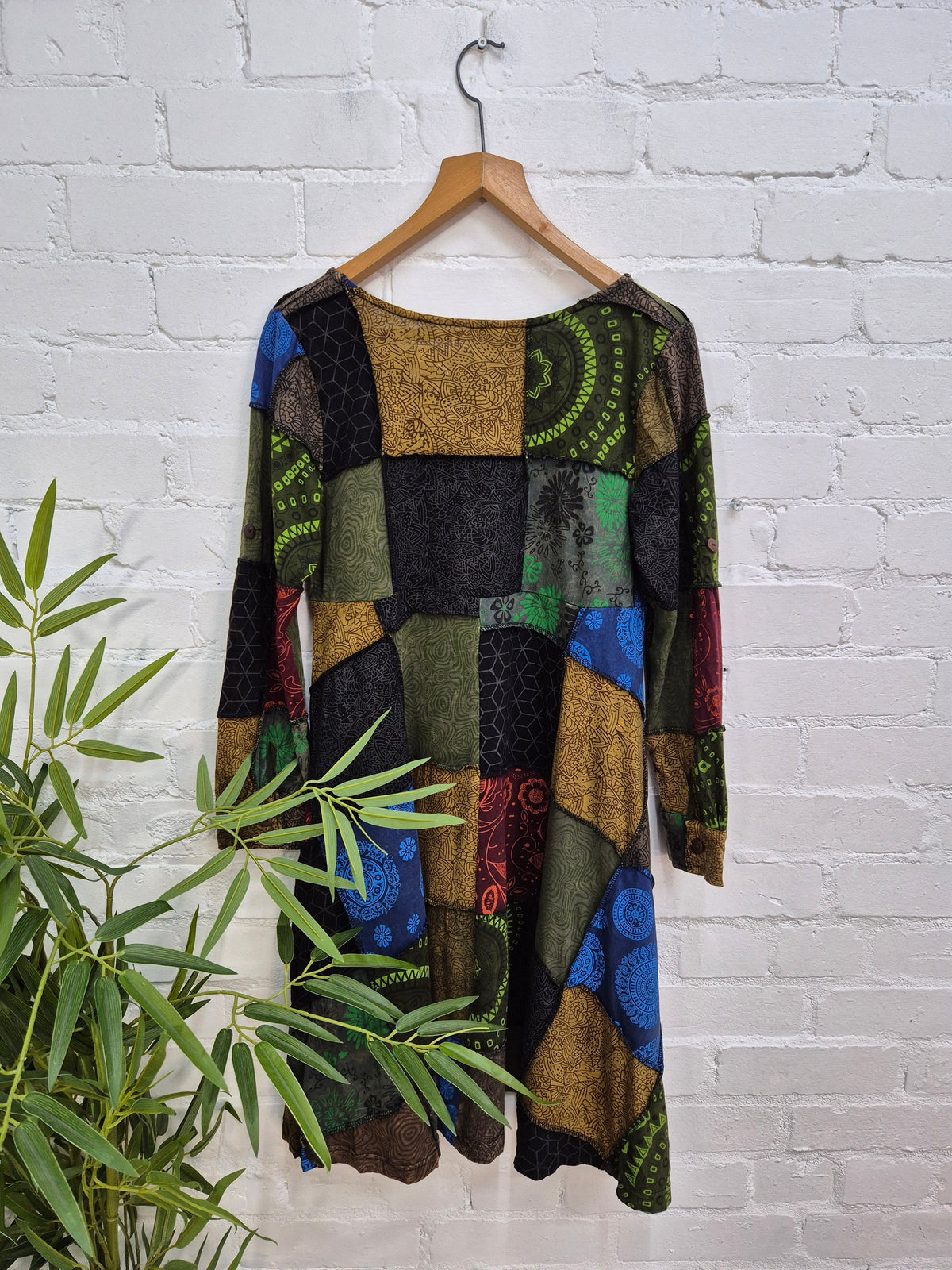 Patchwork Long Sleeve Dress