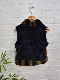 Velvet Embroidered Fur Trim Waistcoat