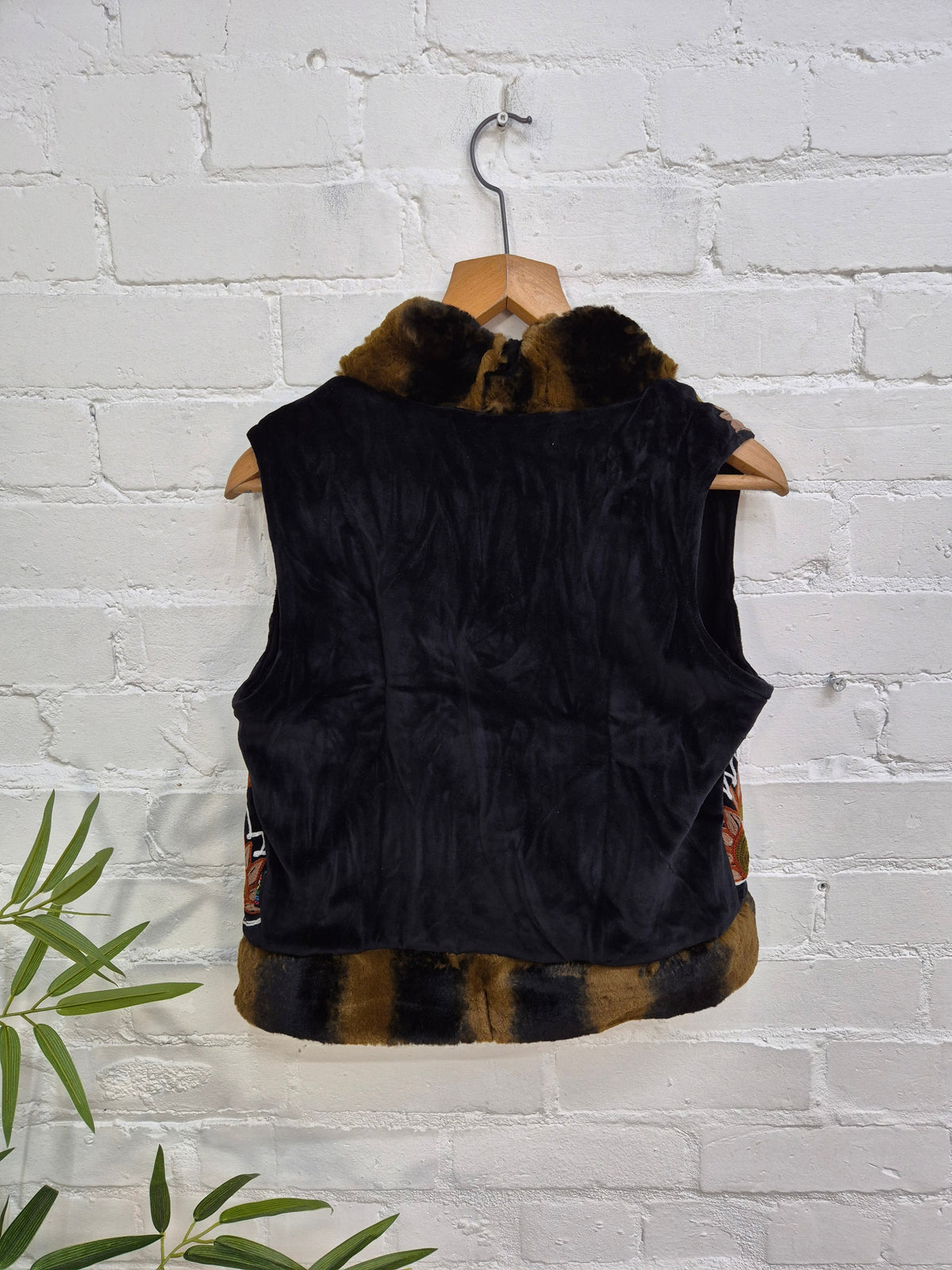 Velvet Embroidered Fur Trim Waistcoat