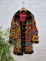 Knitted Fur Trim Long Jacket