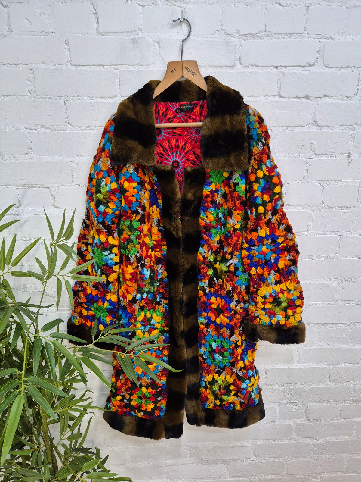 Knitted Fur Trim Long Jacket