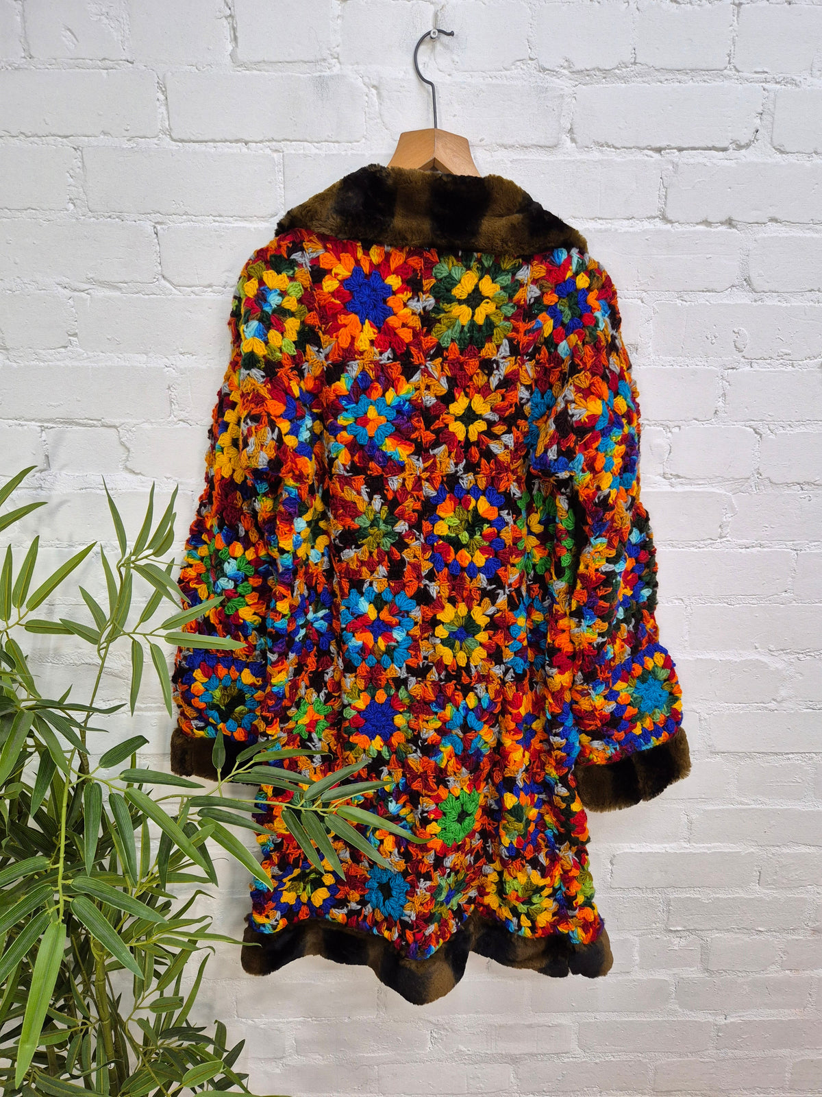 Knitted Fur Trim Long Jacket