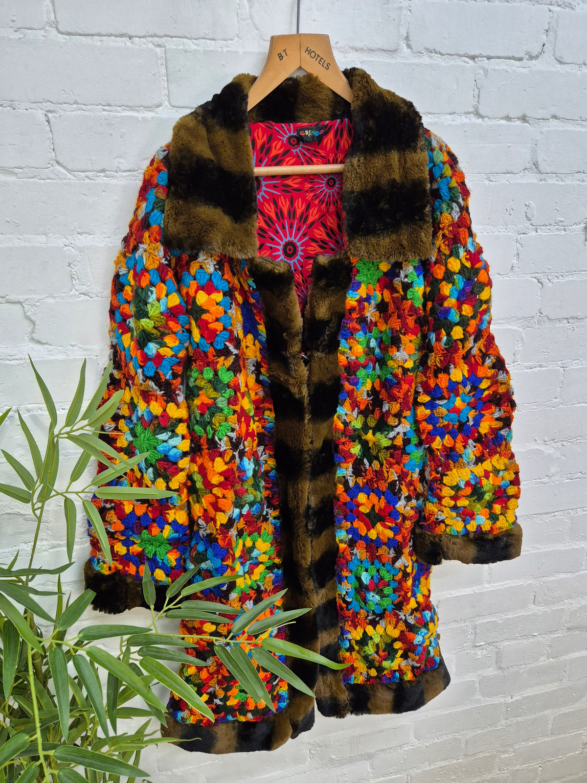 Knitted Fur Trim Long Jacket