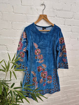 Velvet Embroidered Long Sleeve Dress