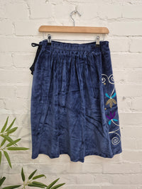 Velvet Embroidered Midi Skirt