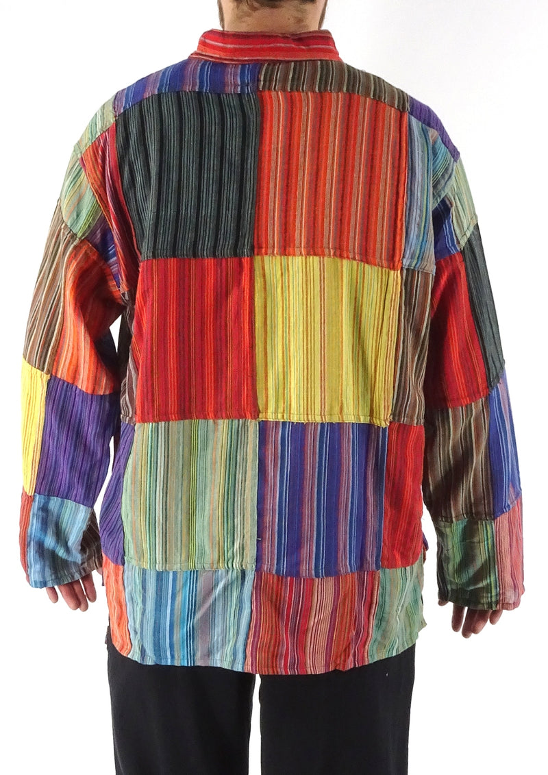 Multi Patchwork Stripe Three Button Shirt