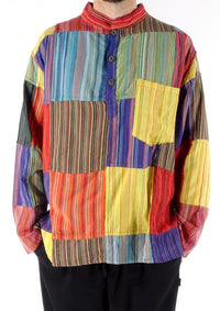 Multi Patchwork Stripe Three Button Shirt