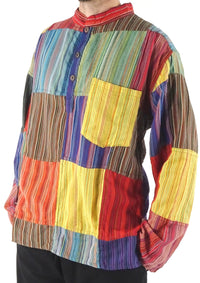 Multi Patchwork Stripe Three Button Shirt