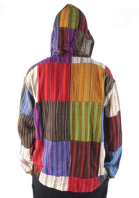 Multi Patchwork Stripe Hooded Top