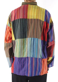 Multi Patchwork Stripe Three Button Shirt