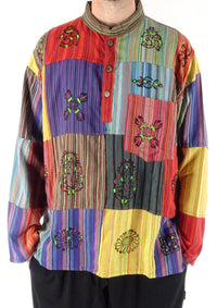 Multi Patchwork Stripe Three Button Shirt