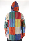 Multi Patchwork Stripe Screen Print Hooded Top
