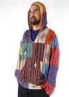 Multi Patchwork Stripe Screen Print Hooded Top