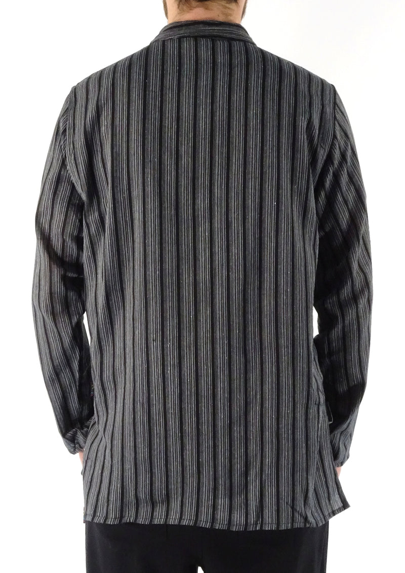 Stripe Cotton Three Button Shirt