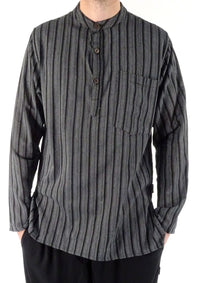 Stripe Cotton Three Button Shirt