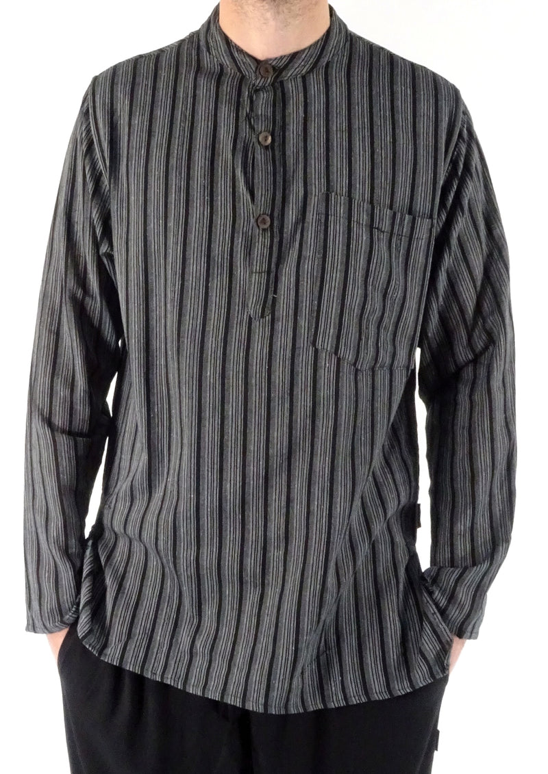 Stripe Cotton Three Button Shirt