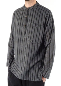 Stripe Cotton Three Button Shirt