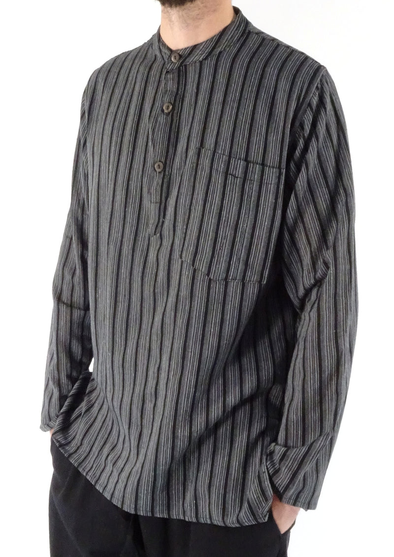 Stripe Cotton Three Button Shirt