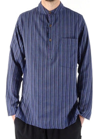 Stripe Cotton Three Button Shirt