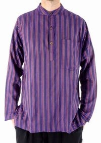 Stripe Cotton Three Button Shirt
