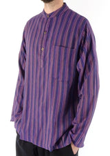 Stripe Cotton Three Button Shirt